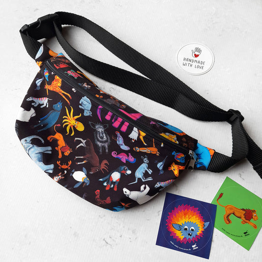 Bauchtasche Kinder mit vielen bunten Tieren